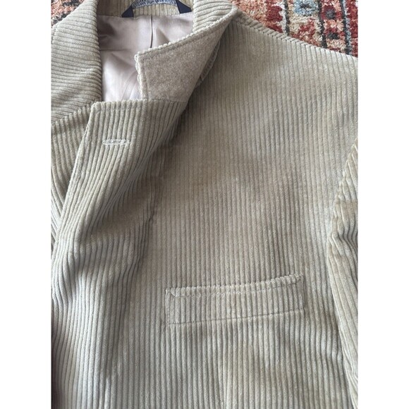 VINTAGE Lands End Mens 40L Tan Corduroy Blazer Sport Coat Jacket Elbow Patches - Picture 9 of 12